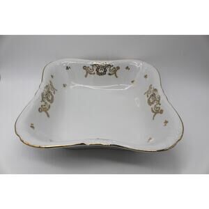 Vtg Winterling Bavaria Germany Ivory Gold Square Bone China Serving Bowl